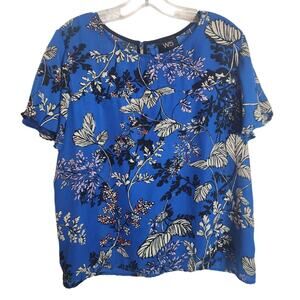 W5 Boxy Blue Floral Lightweight Blouse, Large
